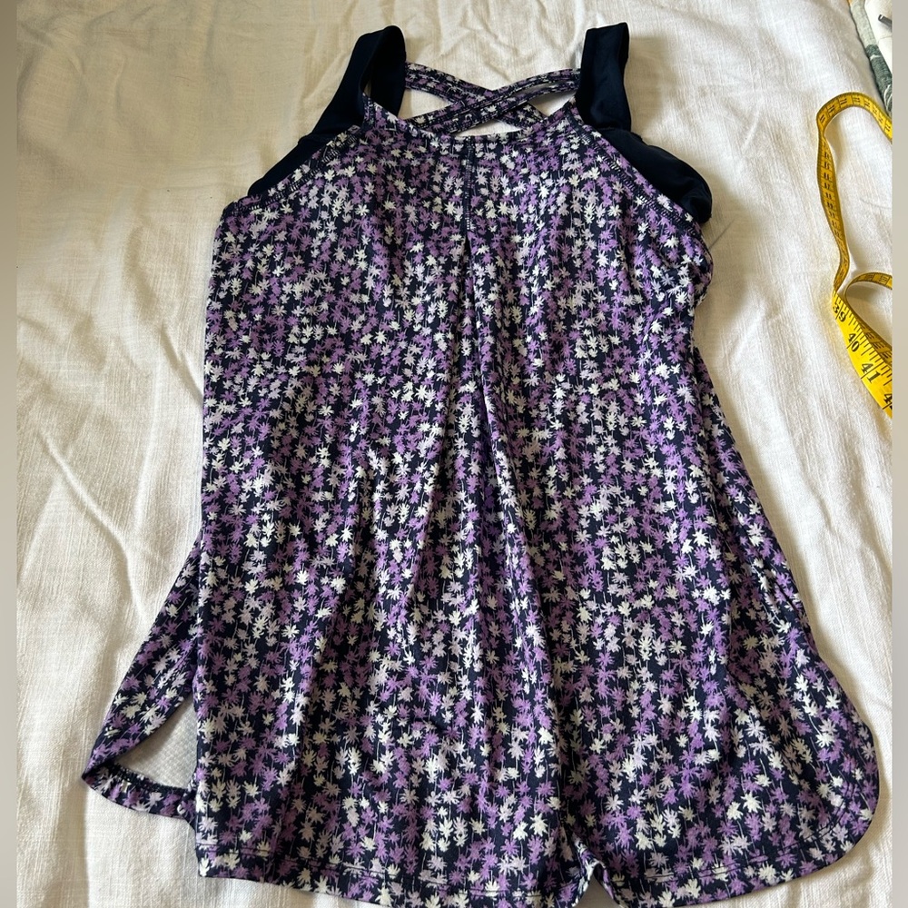 Jockey Purple and Black Floral Tank Top